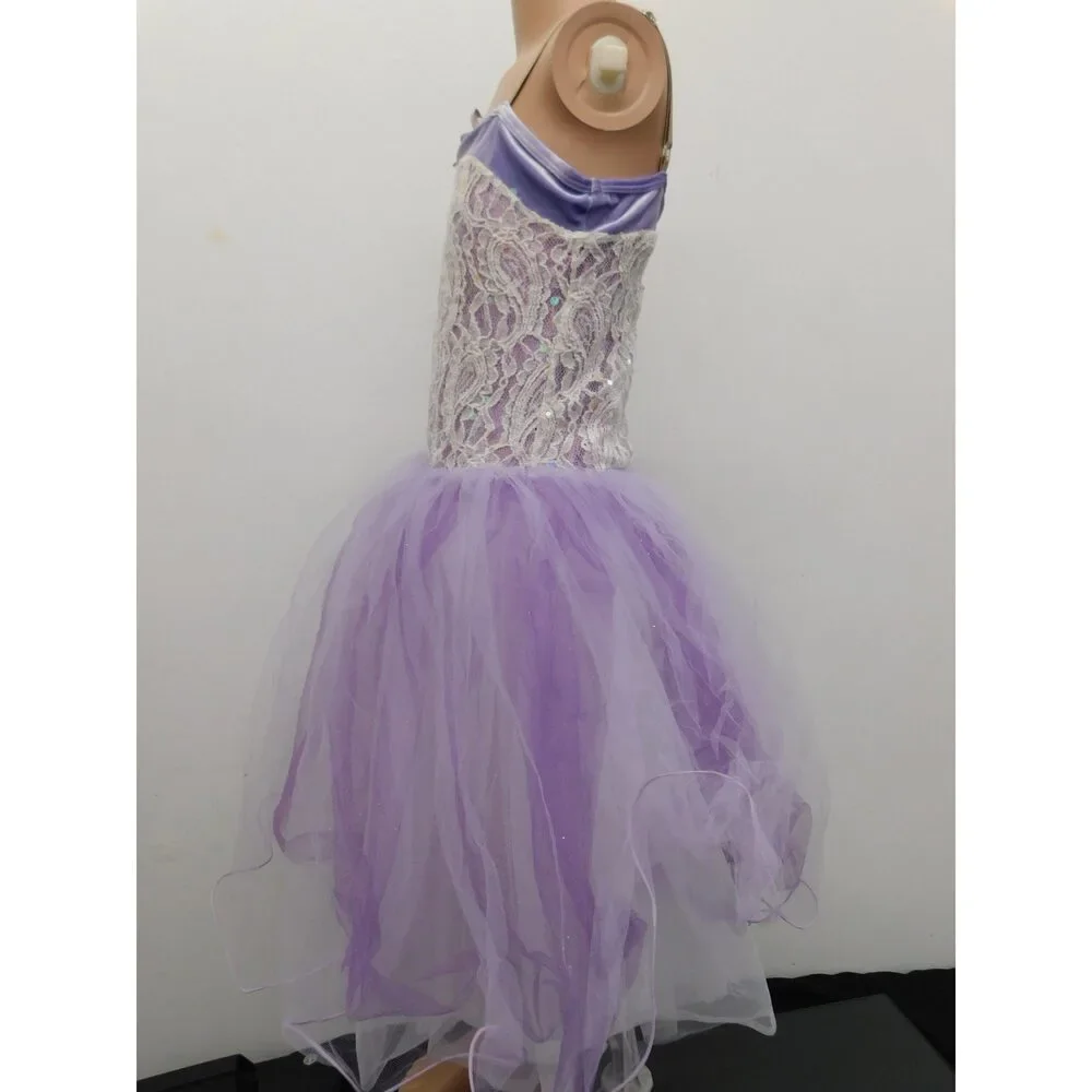 Pre-Owned Dance Costume Curtain Call E1660 Medium Child Lavender White Ballet C